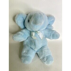 Mty International Elephant Blue Plush Stuffed Animal Toy with Polka Dot Bow